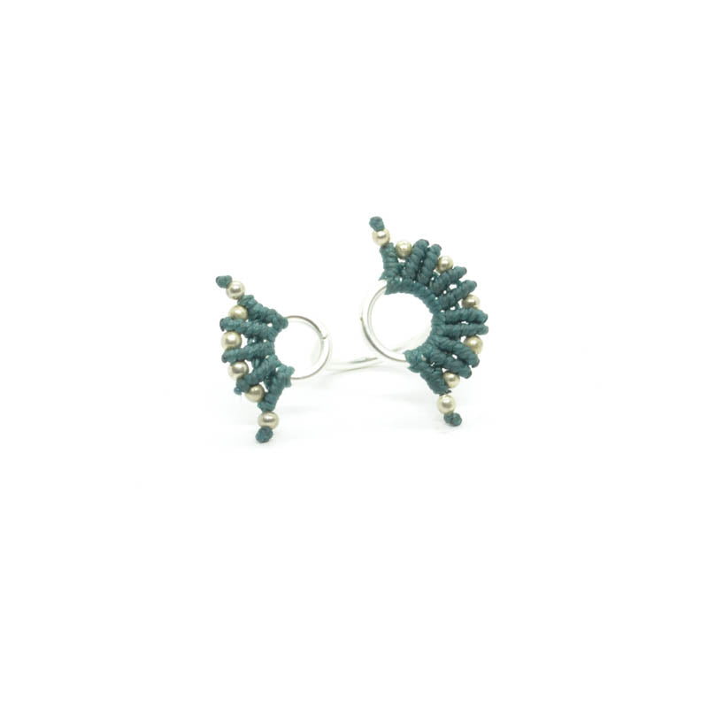 Anillo Doble Círculos Plateado