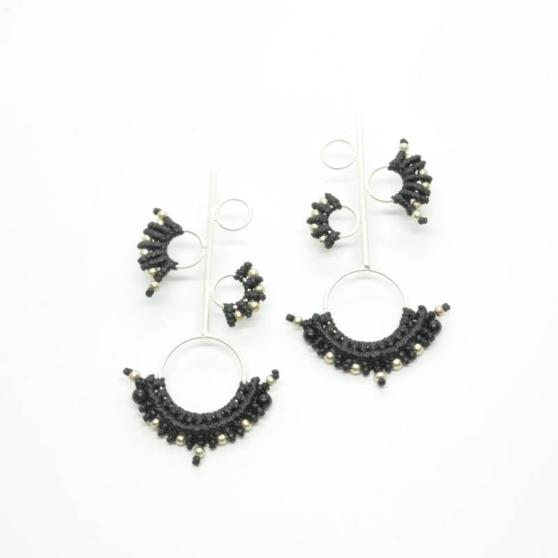 Aretes 4 Círculos Plateados