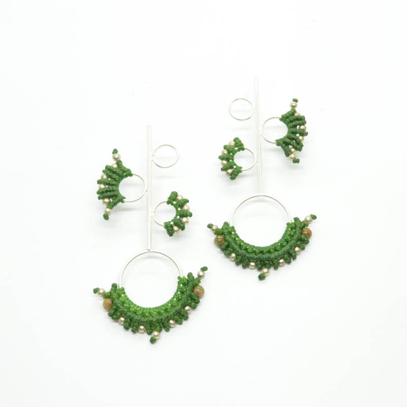 Aretes 4 Círculos Plateados