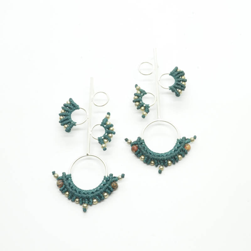Aretes 4 Círculos Plateados